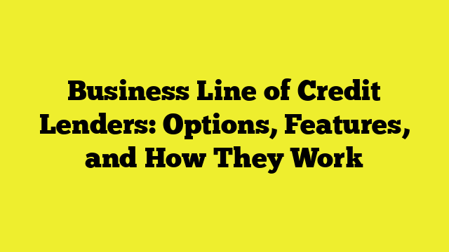 Business Line of Credit Lenders: Options, Features, and How They Work